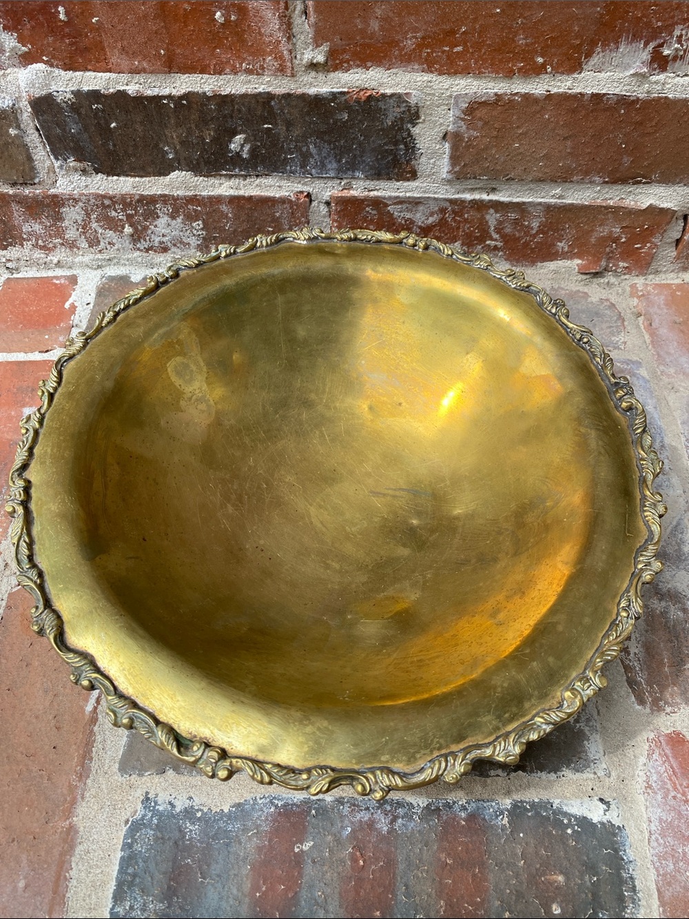 Large Hollywood Regency Decorative Brass Bowl